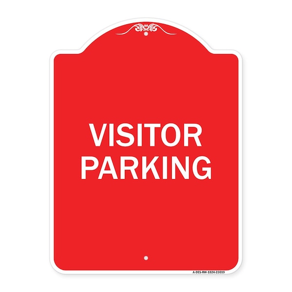 Signmission Reserved Parking Sign Visitor Parking, Red & White Aluminum Sign, 18" x 24", RW-1824-23019 A-DES-RW-1824-23019 - main